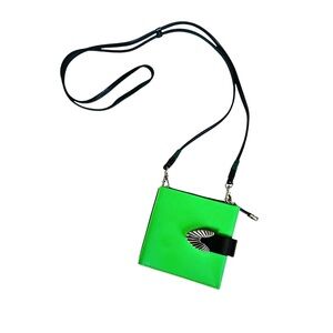 TOGA Archives PULLA Square Leather Shoulder Wallet Acid Green & Black